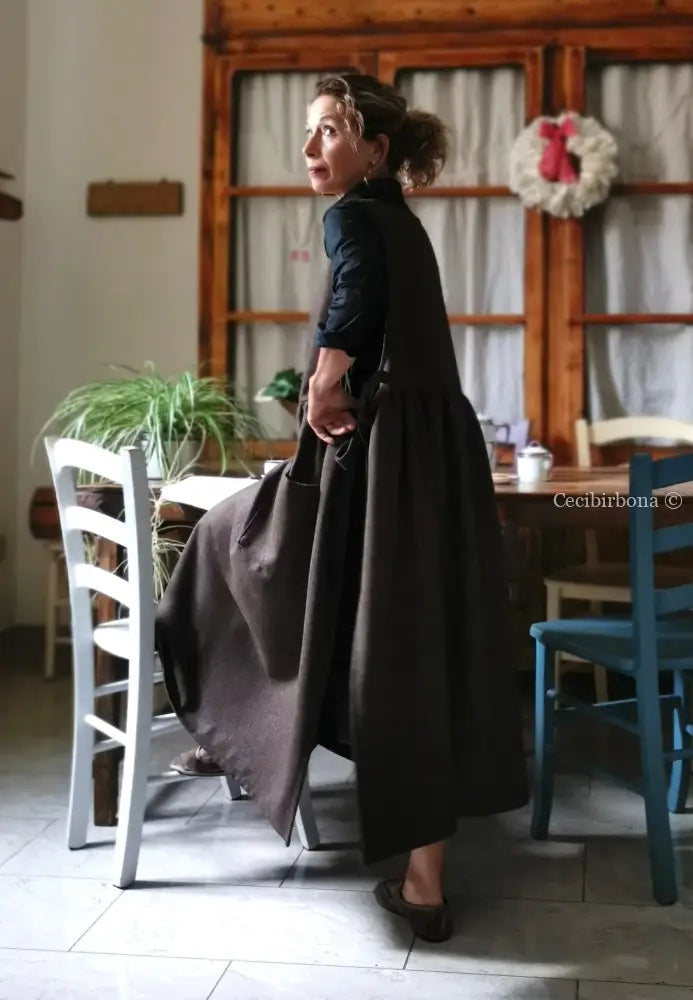 Grembiule in lana tweed marrone (Ref. 443) grembiule donna tessuti moderni