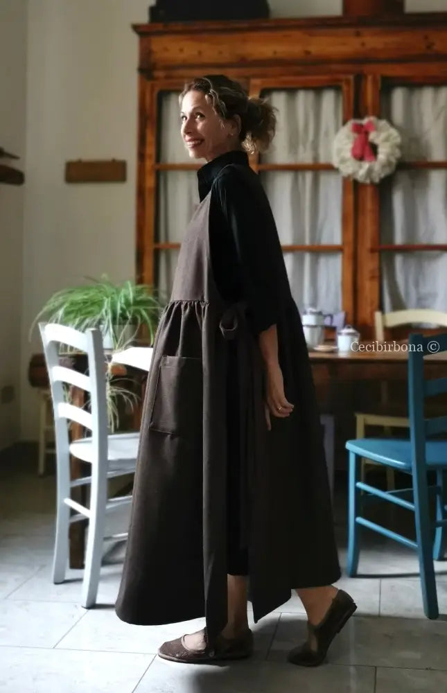 Grembiule in lana tweed marrone (Ref. 443) grembiule donna tessuti moderni