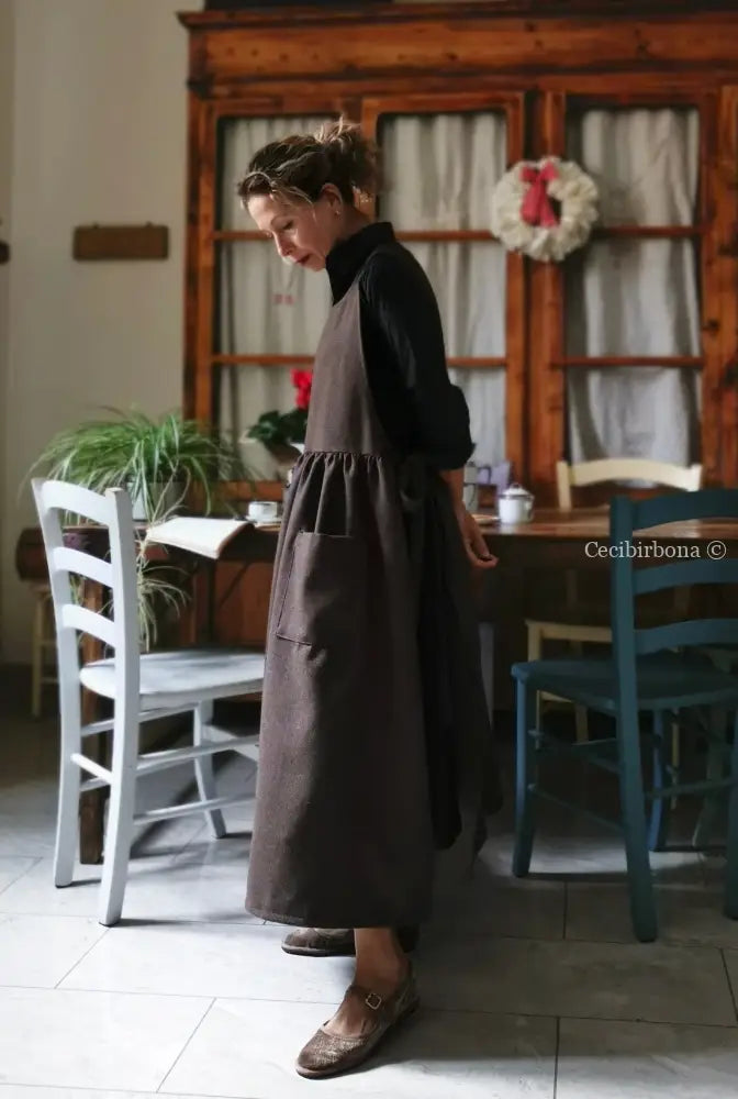 Grembiule in lana tweed marrone (Ref. 443) grembiule donna tessuti moderni