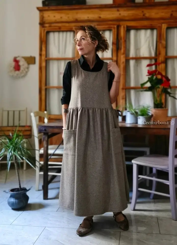 Grembiule in lana tweed marrone (Ref. 479) grembiule donna tessuti moderni