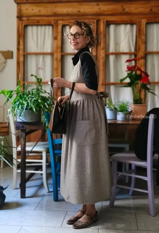 Grembiule in lana tweed marrone (Ref. 479) grembiule donna tessuti moderni