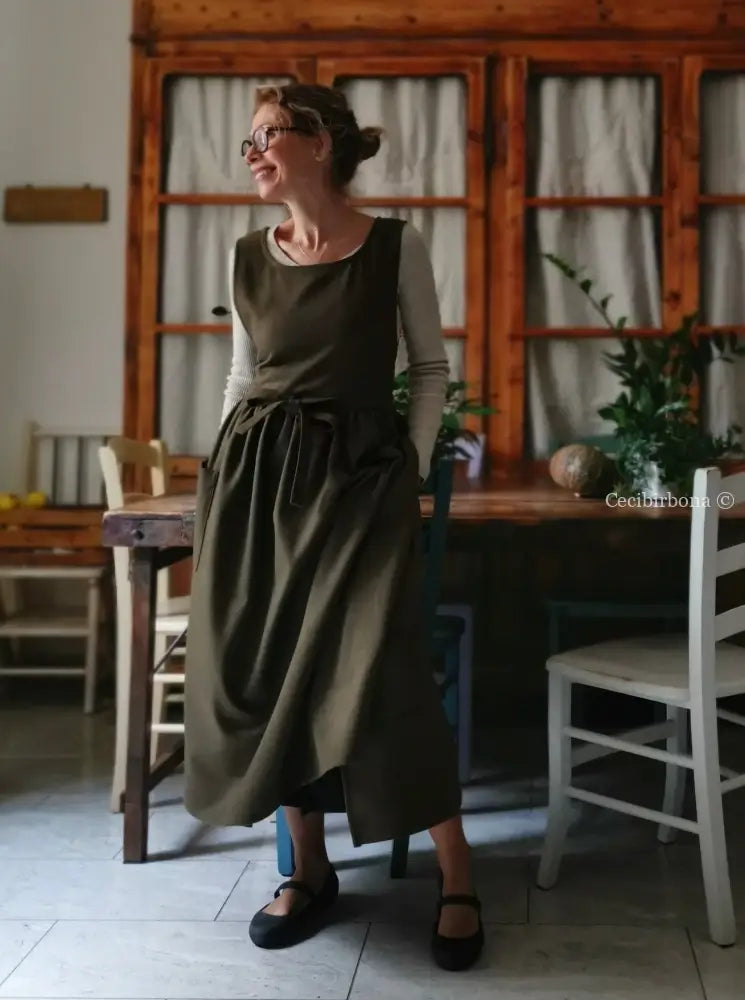 Grembiule in lana verde scuro (Ref. 364) grembiule donna tessuti moderni