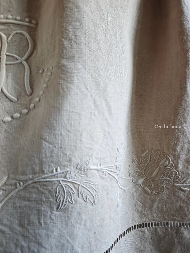 Grembiule in lino antico con monogramma GR (Ref. 497) grembiule donna tessuti antichi