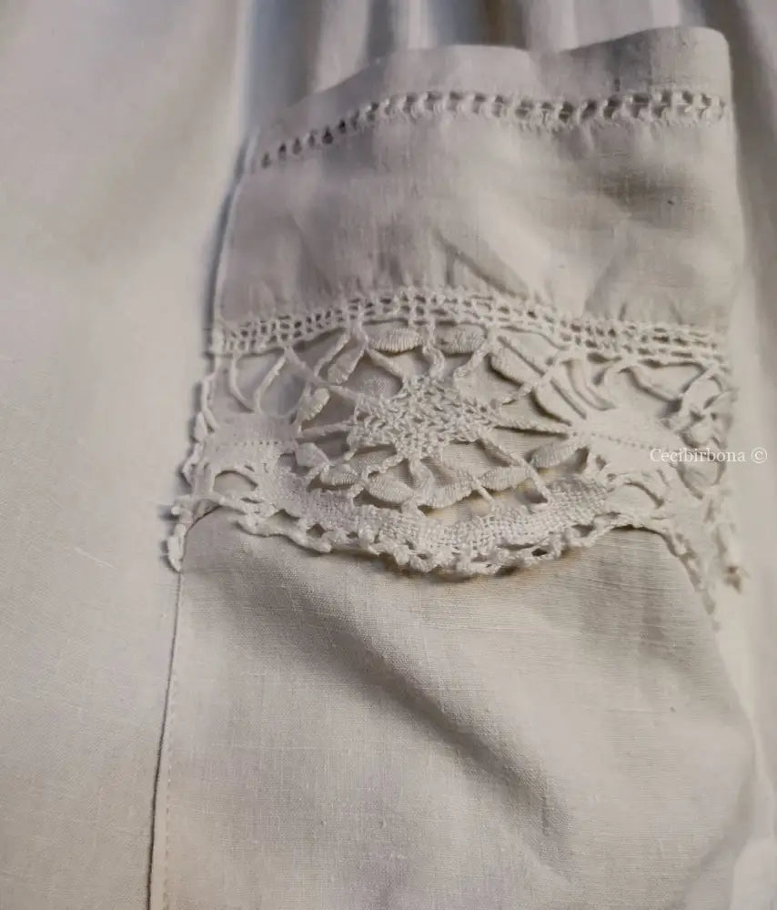 Grembiule in lino antico con pizzo (Ref. 4) grembiule donna tessuti antichi