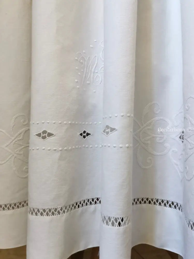 Grembiule in lino antico con ricamo e monogramma MG (Ref. 133) grembiule donna antico