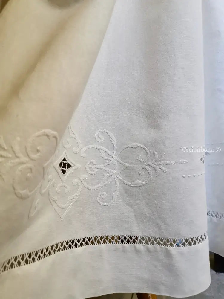 Grembiule in lino antico con ricamo e monogramma MG (Ref. 133) grembiule donna antico
