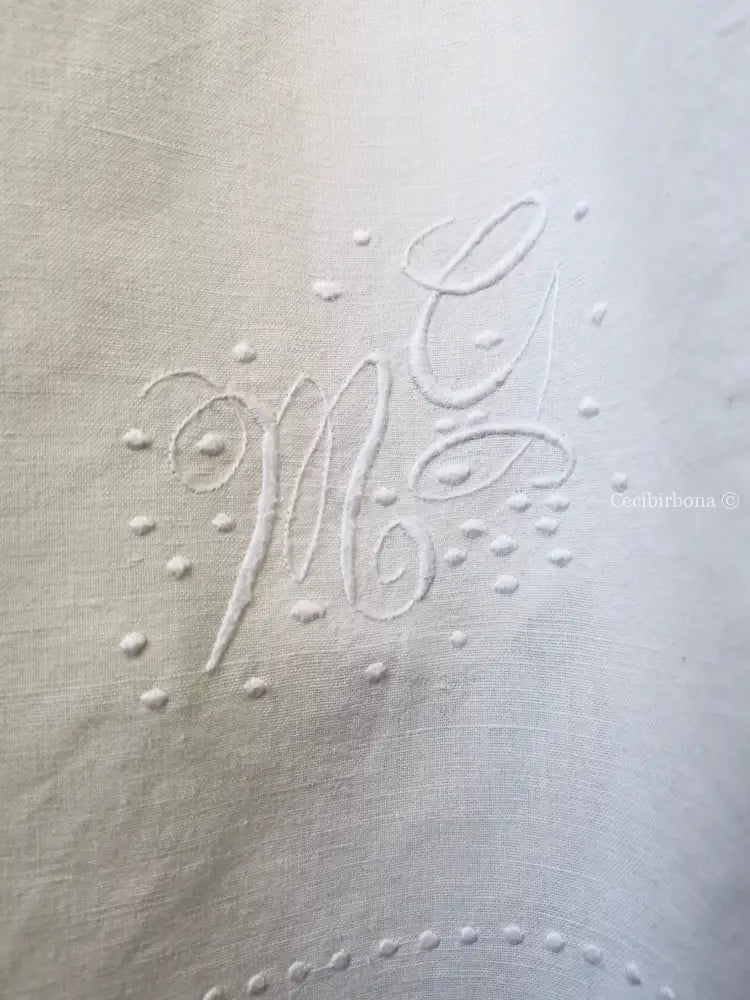 Grembiule in lino antico con ricamo e monogramma MG (Ref. 133) grembiule donna antico