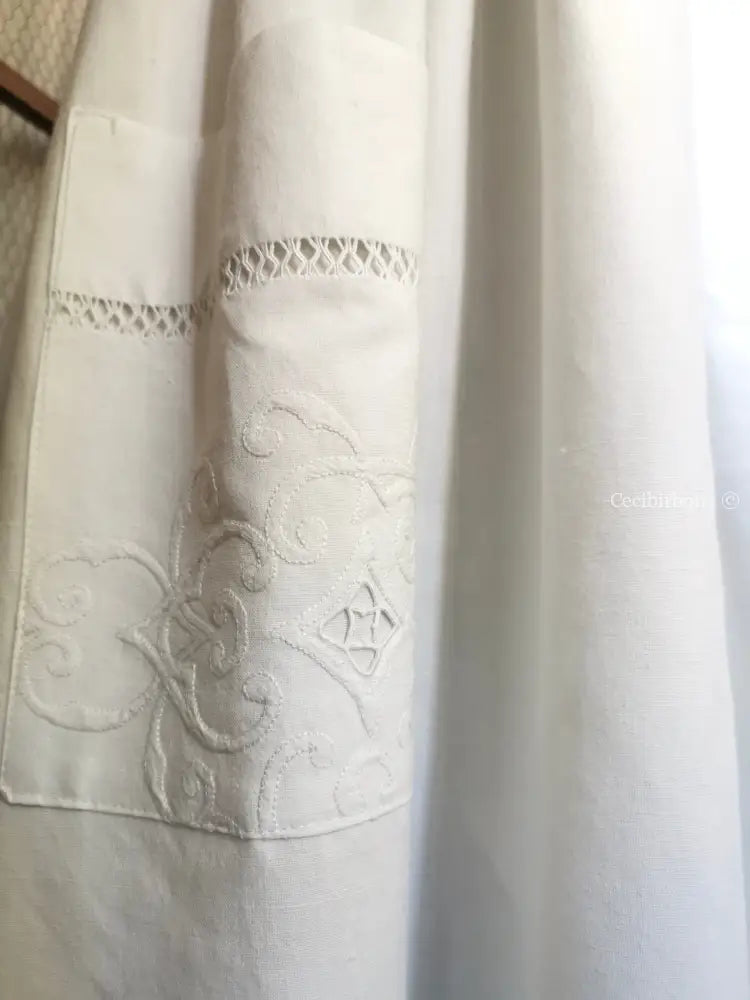 Grembiule in lino antico con ricamo e monogramma MG (Ref. 133) grembiule donna antico