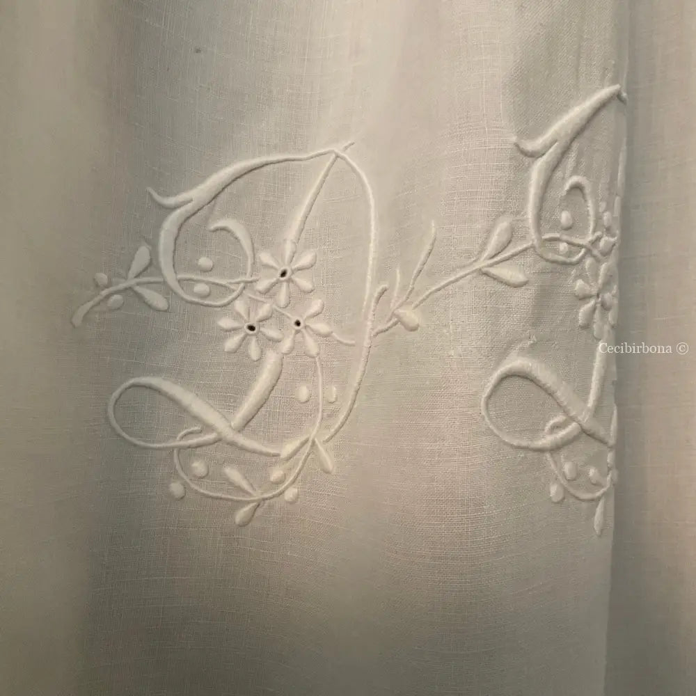 Grembiule in lino antico ricamato con monogramma DD e smerlo (Ref. 146) grembiule donna in tessuto antico