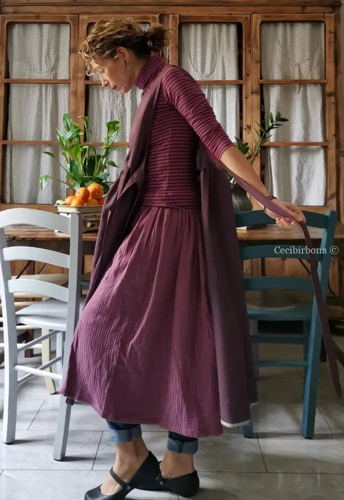 Grembiule in lino color prugna (Ref. 38) grembiule donna tessuti moderni