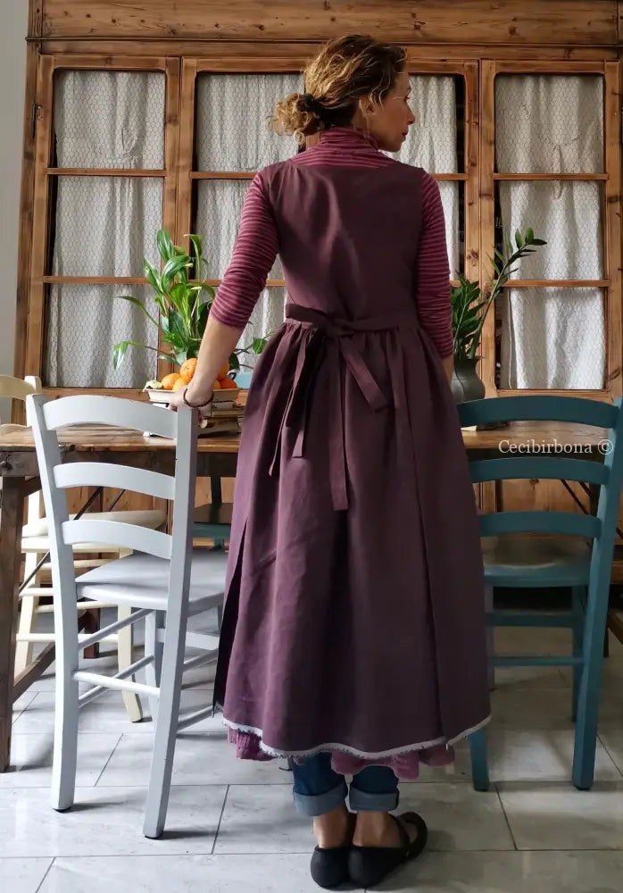 Grembiule in lino color prugna (Ref. 38) grembiule donna tessuti moderni