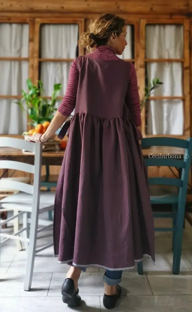 Grembiule in lino color prugna (Ref. 38) grembiule donna tessuti moderni