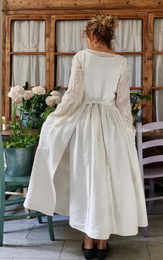 Grembiule in lino con monogramma rosso AG (Ref. 161) grembiule donna tessuti antichi