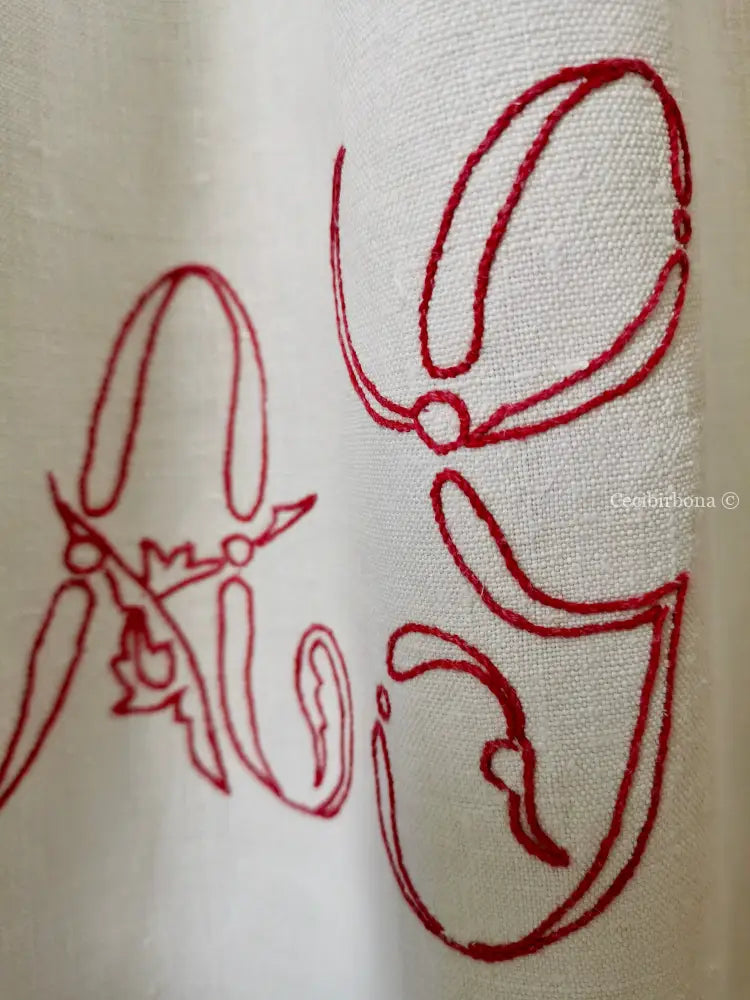 Grembiule in lino con monogramma rosso AG (Ref. 161) grembiule donna tessuti antichi