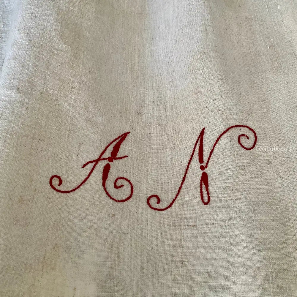 Grembiule in lino con monogramma rosso AN (Ref. 160) grembiule donna tessuti antichi