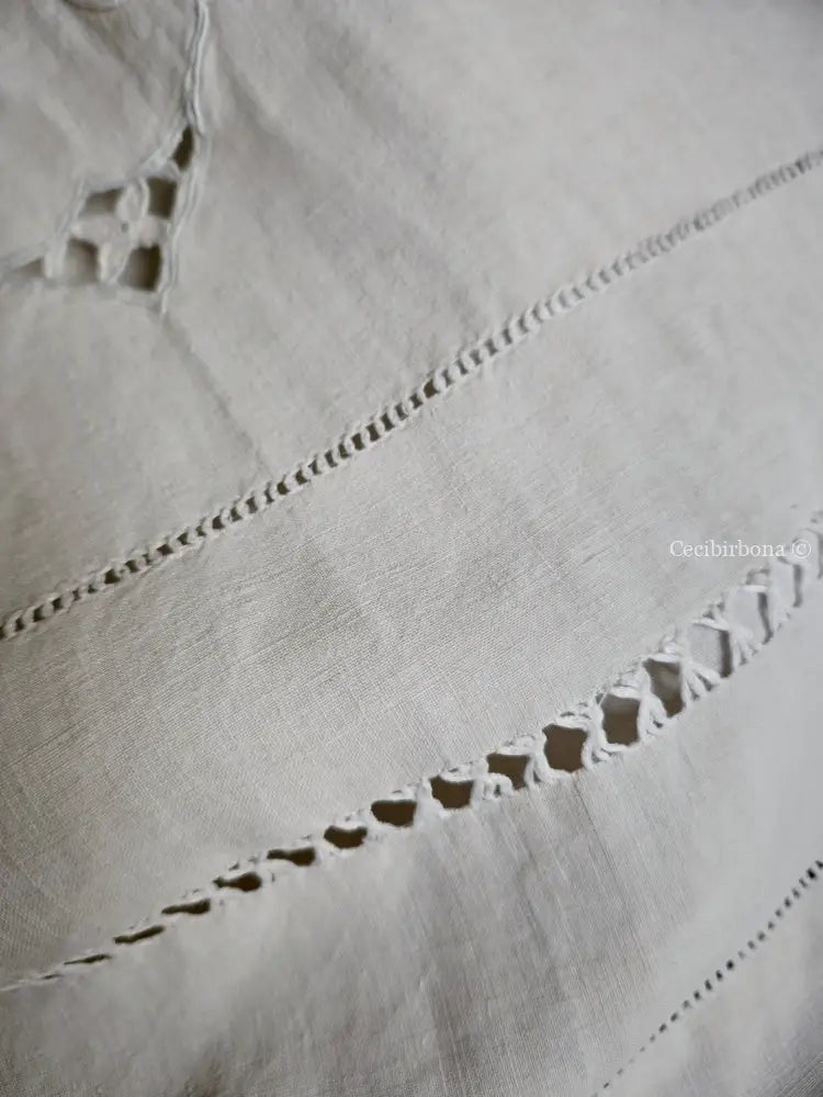 Grembiule in lino con sfilatura e monogramma AM (Ref. 474) grembiule donna tessuti antichi