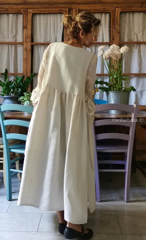 Grembiule in lino e canapa con monogramma BF (Ref. 162) grembiule donna tessuti antichi