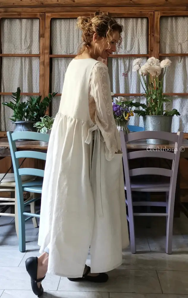 Grembiule in lino e canapa con monogramma BF (Ref. 162) grembiule donna tessuti antichi