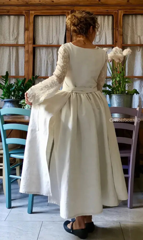 Grembiule in lino e canapa con monogramma BF (Ref. 162) grembiule donna tessuti antichi