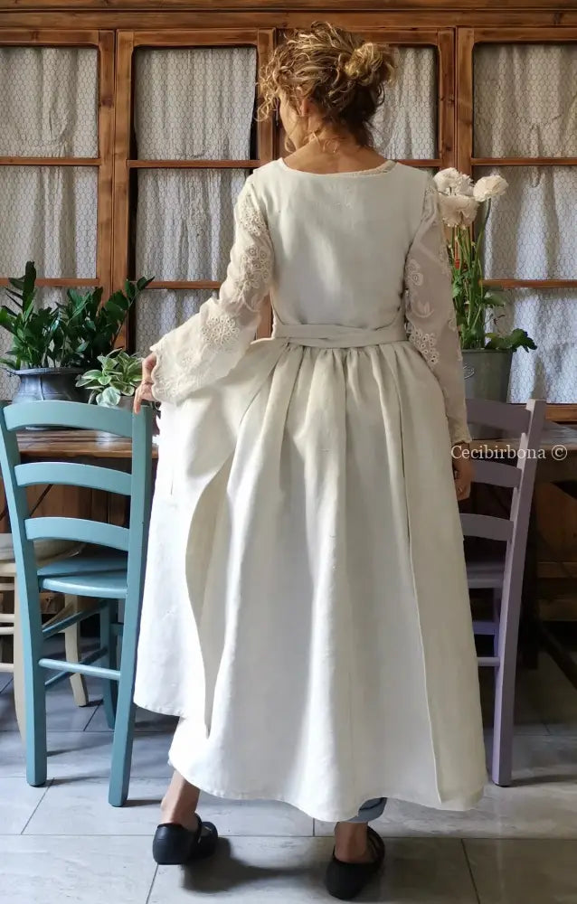 Grembiule in lino e canapa con monogramma BF (Ref. 162) grembiule donna tessuti antichi