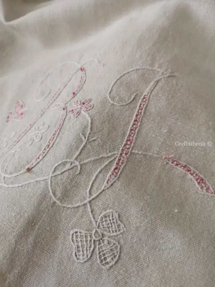 Grembiule in lino e canapa con monogramma BF (Ref. 162) grembiule donna tessuti antichi