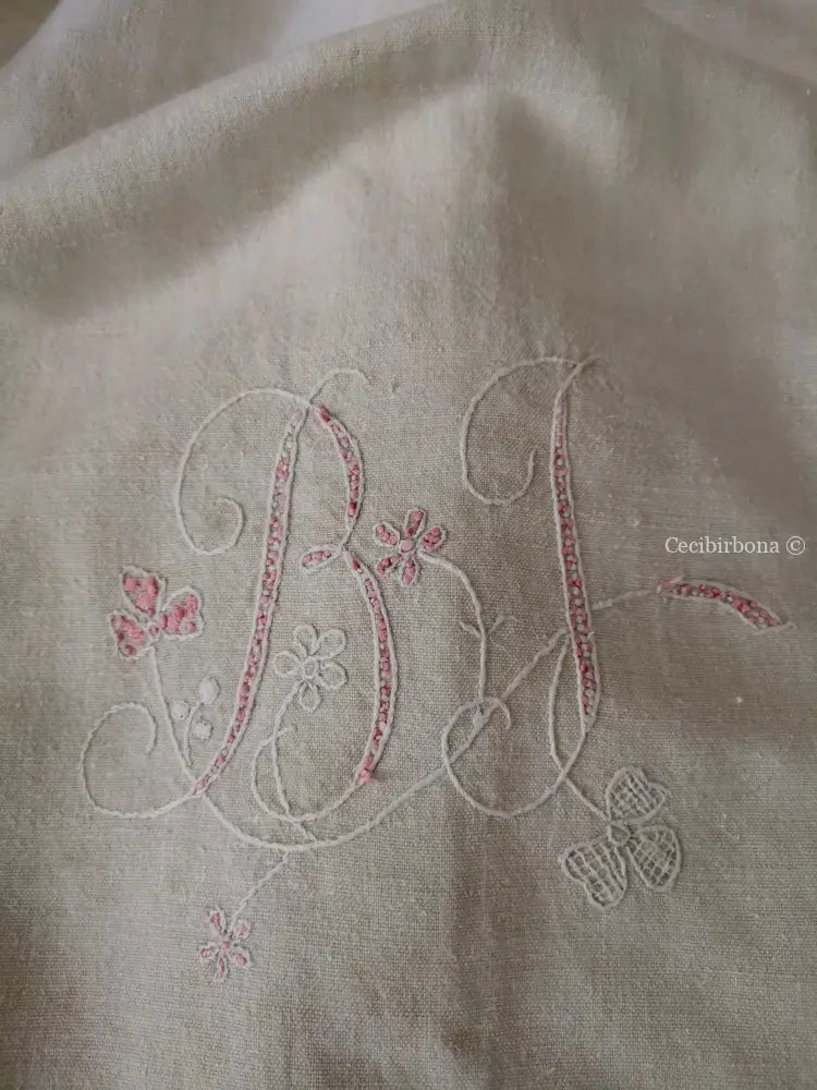 Grembiule in lino e canapa con monogramma BF (Ref. 162) grembiule donna tessuti antichi