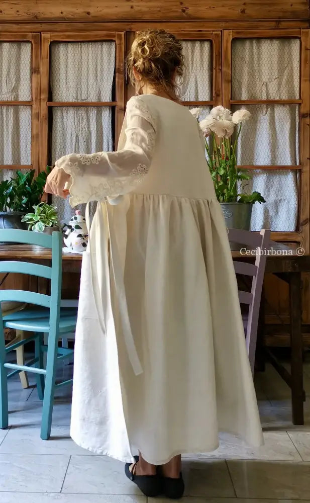 Grembiule in lino e canapa con monogramma BF (Ref. 162) grembiule donna tessuti antichi