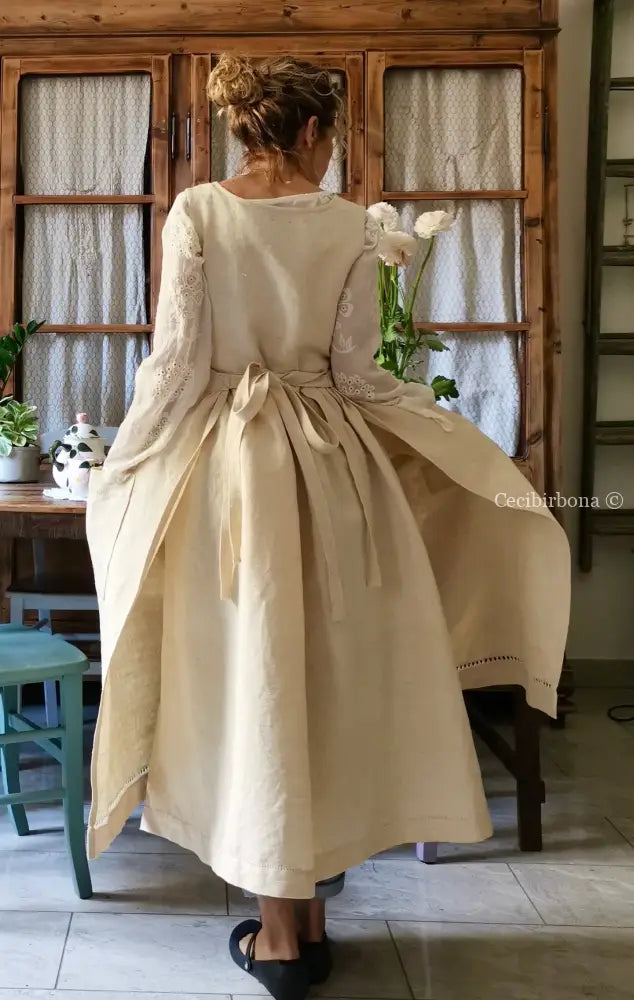 Grembiule in lino e canapa con sfilatura (Ref. 159) grembiule donna tessuti antichi