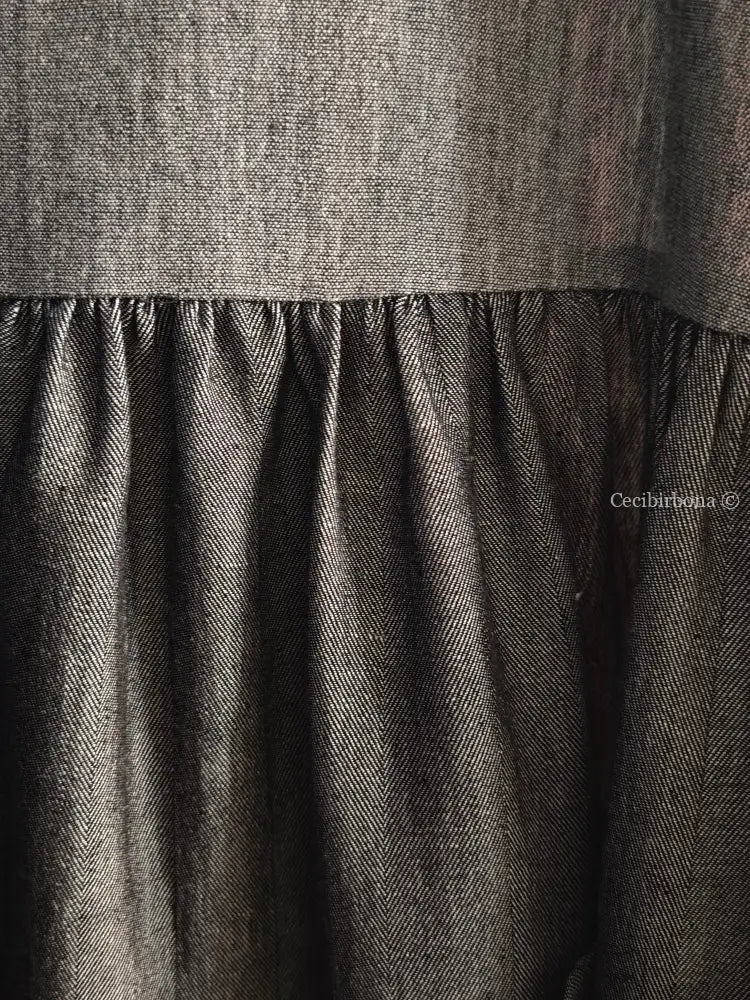 Grembiule in lino grigio patchwork (Ref. 413) grembiule donna tessuti moderni