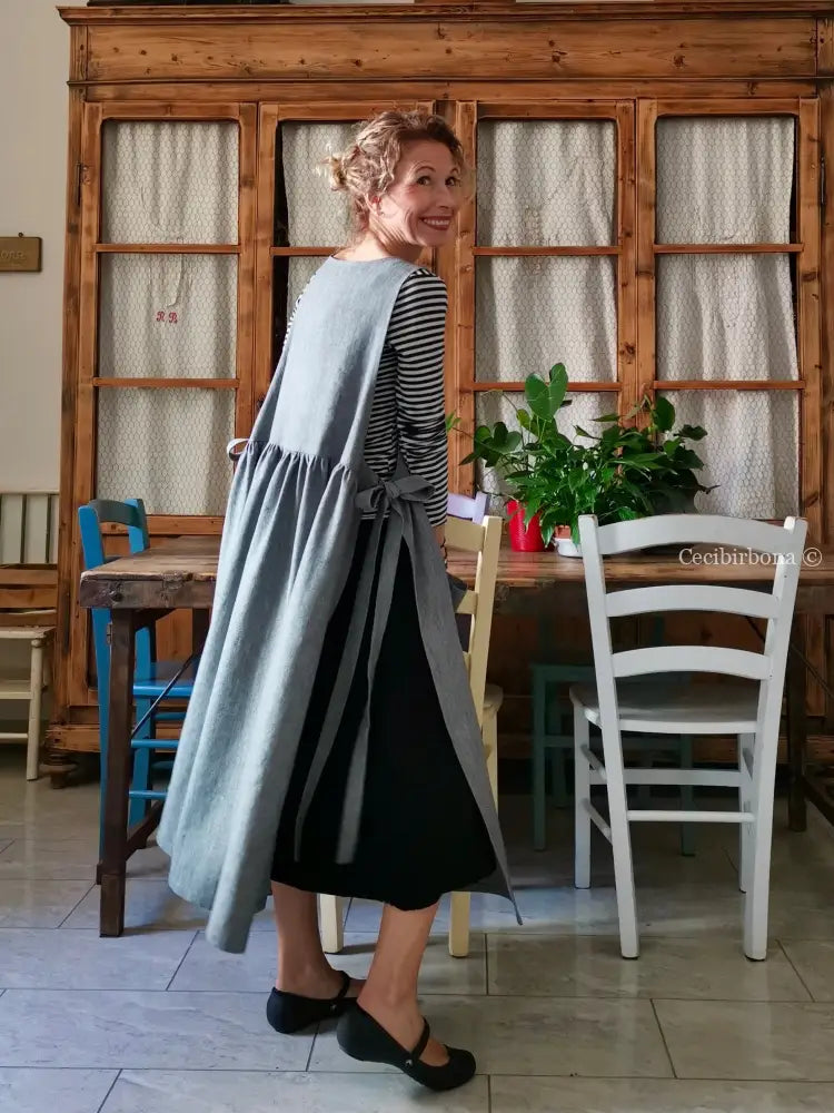 Grembiule in lino grigio (Ref. 395) grembiule donna tessuti moderni