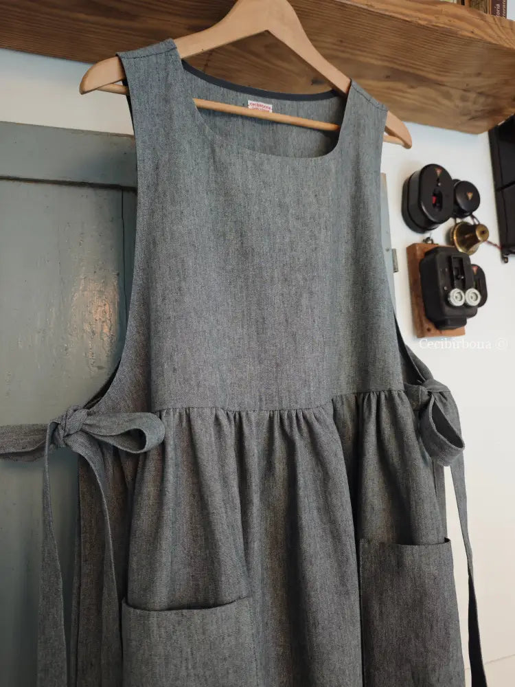 Grembiule in lino grigio (Ref. 395) grembiule donna tessuti moderni