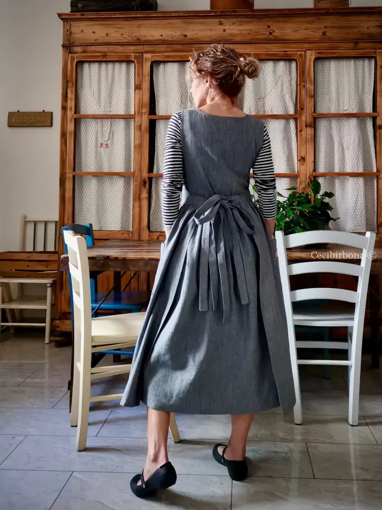 Grembiule in lino grigio (Ref. 395) grembiule donna tessuti moderni