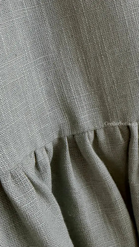 Grembiule in lino lavato verde antico (Ref. 525) - grembiule donna tessuti moderni