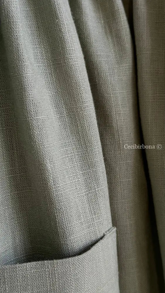 Grembiule in lino lavato verde antico (Ref. 525) - grembiule donna tessuti moderni