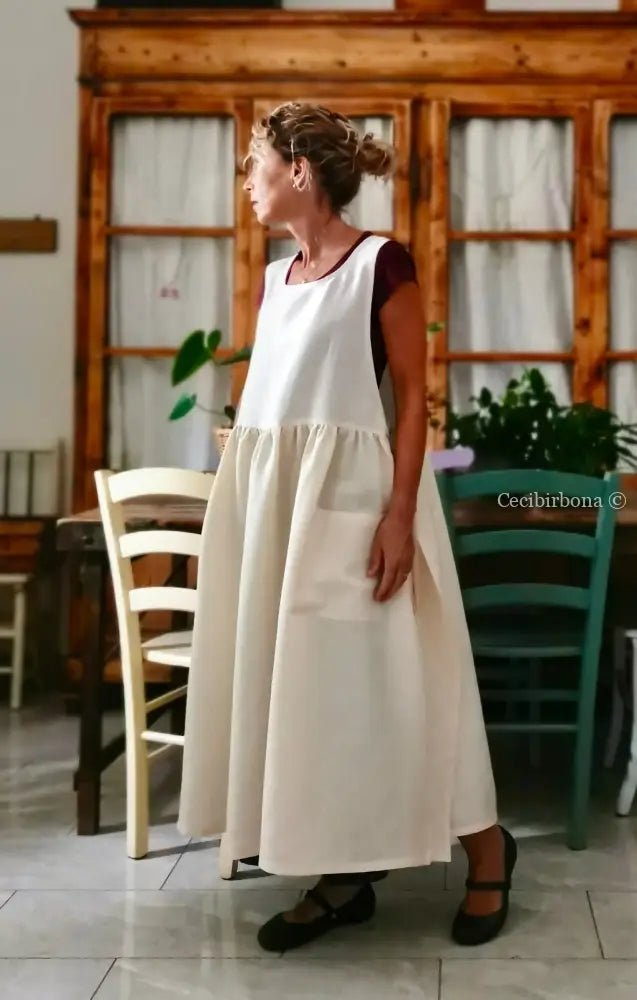 Grembiule in lino rosa salmone chiaro (Ref. 410) grembiule donna tessuti moderni