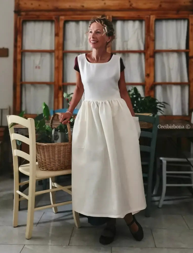 Grembiule in lino rosa salmone chiaro (Ref. 410) grembiule donna tessuti moderni