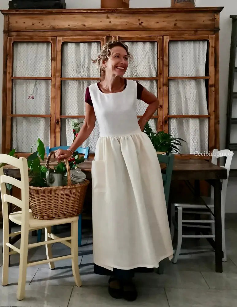 Grembiule in lino rosa salmone chiaro (Ref. 410) grembiule donna tessuti moderni