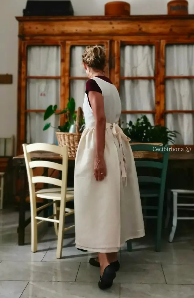 Grembiule in lino rosa salmone chiaro (Ref. 410) grembiule donna tessuti moderni