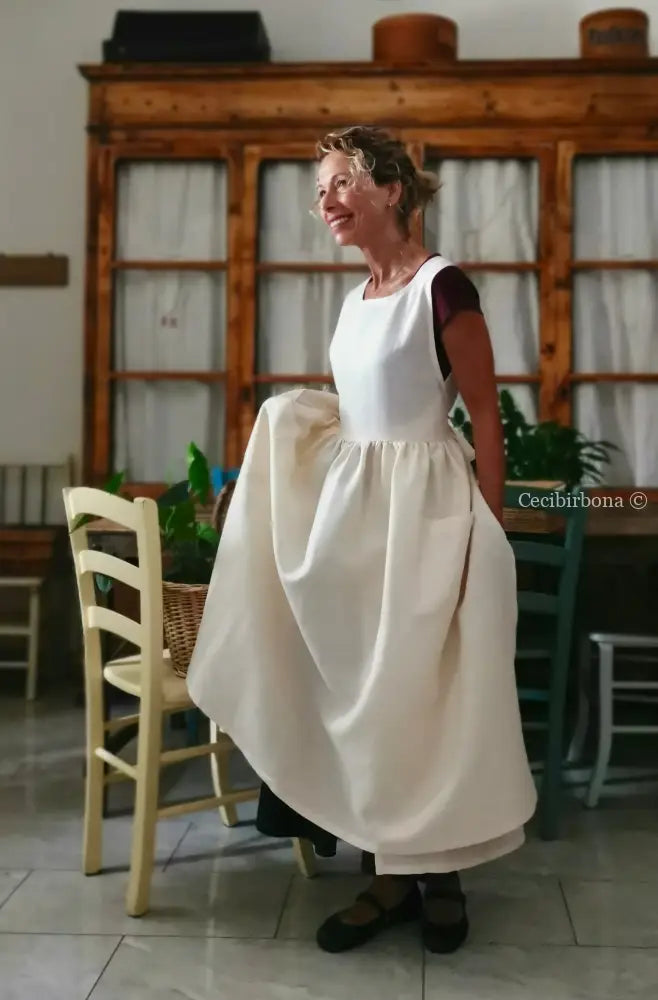 Grembiule in lino rosa salmone chiaro (Ref. 410) grembiule donna tessuti moderni