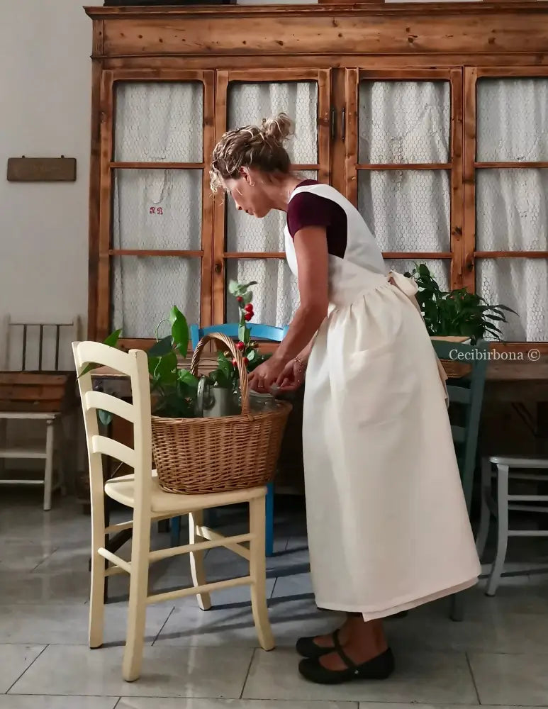 Grembiule in lino rosa salmone chiaro (Ref. 410) grembiule donna tessuti moderni