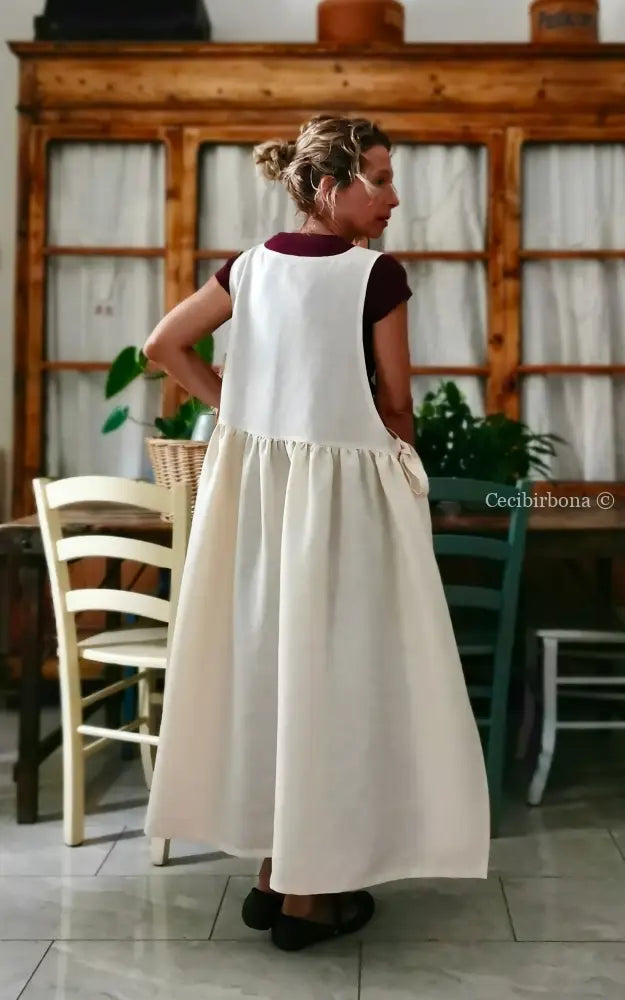 Grembiule in lino rosa salmone chiaro (Ref. 410) grembiule donna tessuti moderni