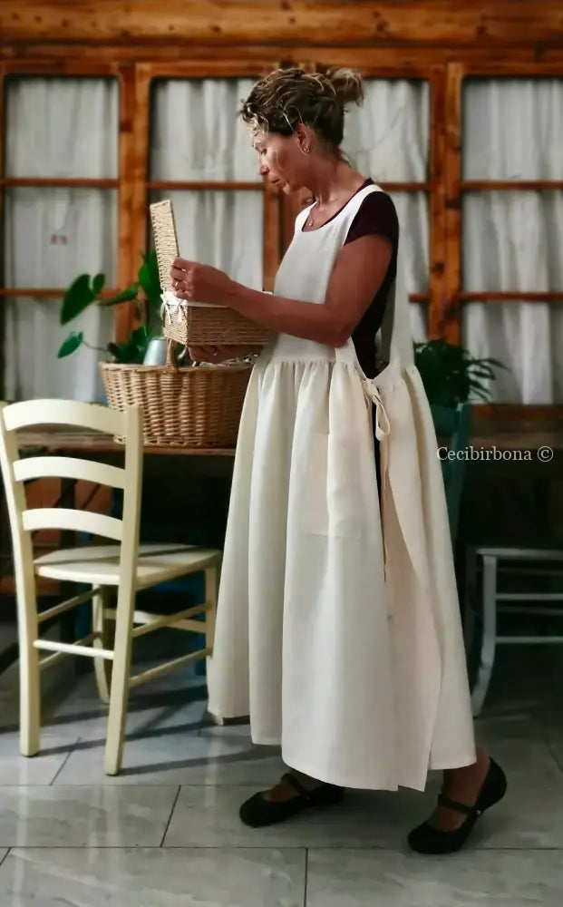 Grembiule in lino rosa salmone chiaro (Ref. 410) grembiule donna tessuti moderni