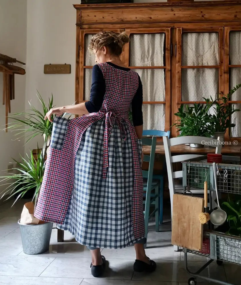 Grembiule in lino tartan patchwork (Ref. 382) grembiule donna tessuti moderni