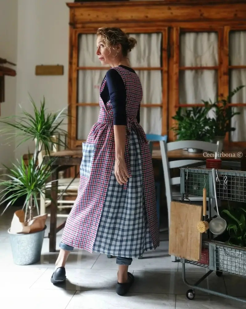 Grembiule in lino tartan patchwork (Ref. 382) grembiule donna tessuti moderni
