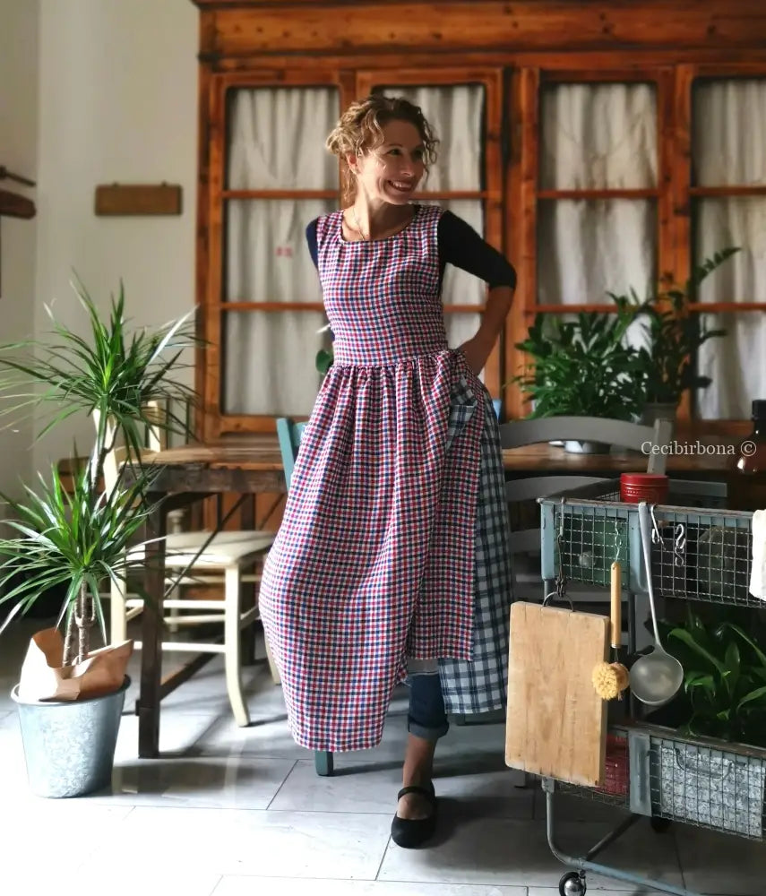 Grembiule in lino tartan patchwork (Ref. 382) grembiule donna tessuti moderni