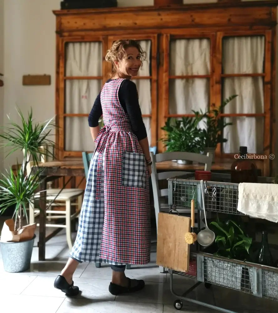 Grembiule in lino tartan patchwork (Ref. 382) grembiule donna tessuti moderni
