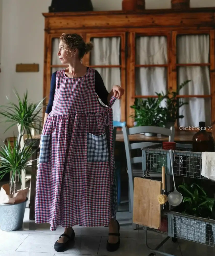Grembiule in lino tartan patchwork (Ref. 382) grembiule donna tessuti moderni