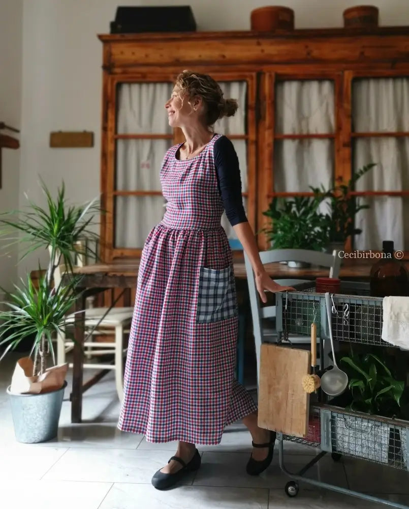 Grembiule in lino tartan patchwork (Ref. 382) grembiule donna tessuti moderni