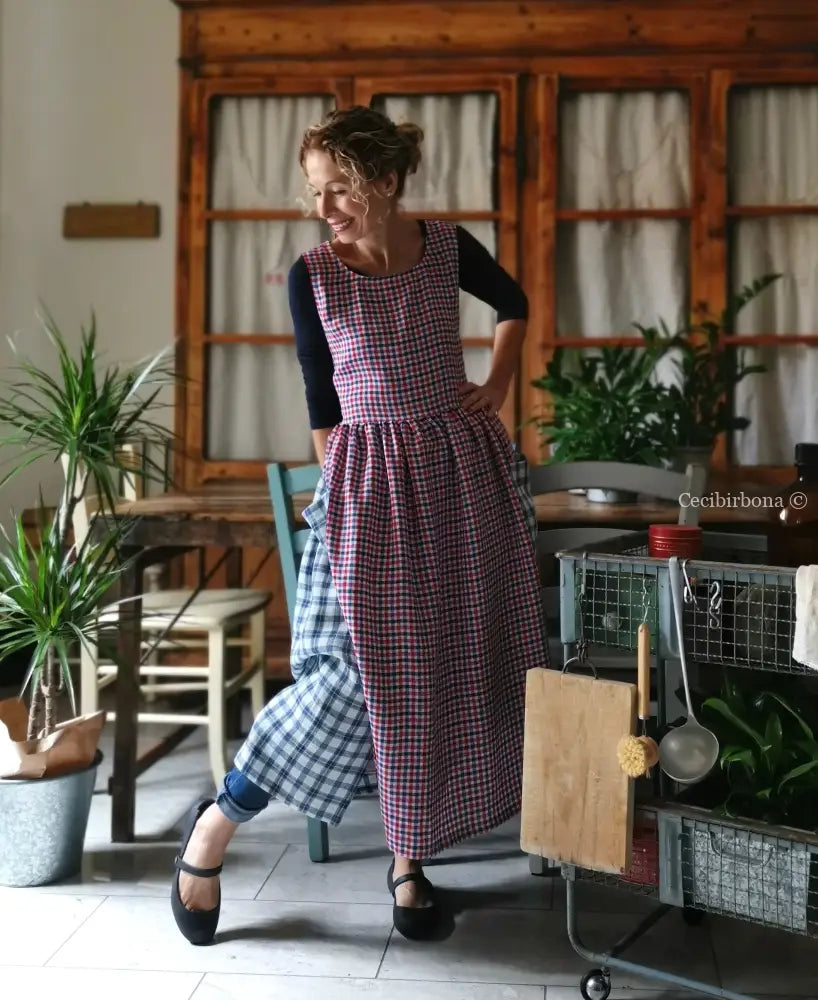 Grembiule in lino tartan patchwork (Ref. 382) grembiule donna tessuti moderni