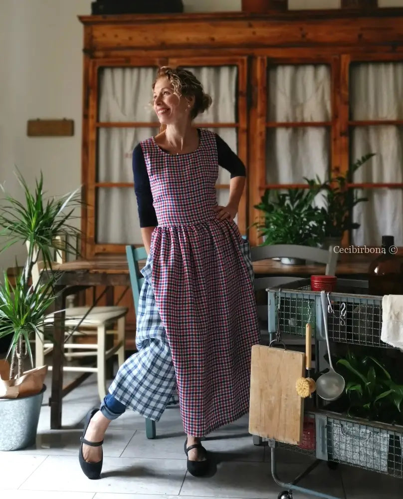 Grembiule in lino tartan patchwork (Ref. 382) grembiule donna tessuti moderni
